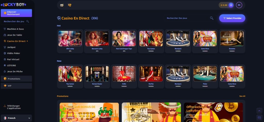 luckyboy casino jeux en direct