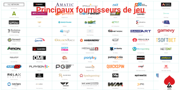 principaux fournisseurs de jeu 